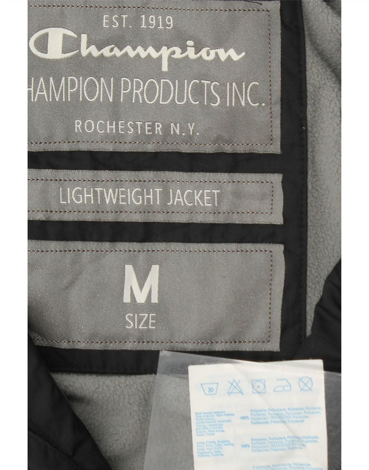 CHAMPION Mens NY Rochester Hooded Bomber Jacket UK 38 Medium Black