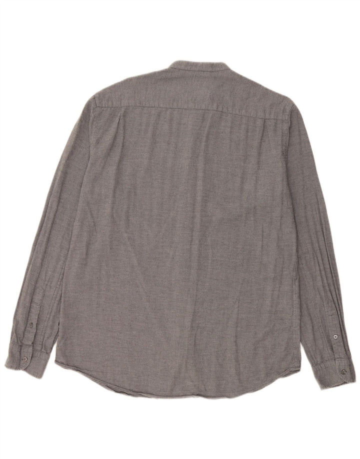 Massimo Dutti Mens Shirt Large Grey Herringbone