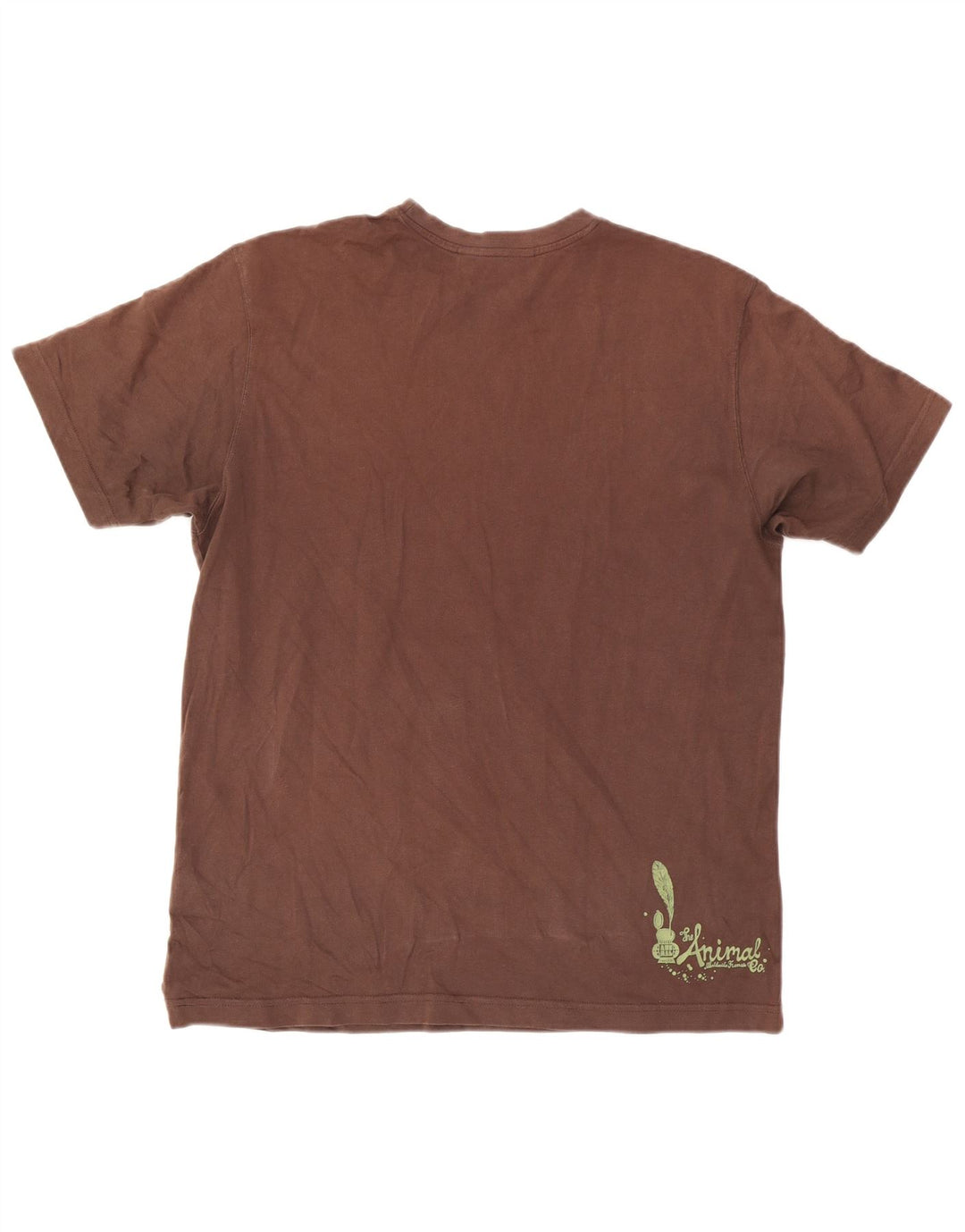 Animal Mens Graphic T-Shirt Top Large Brown Cotton
