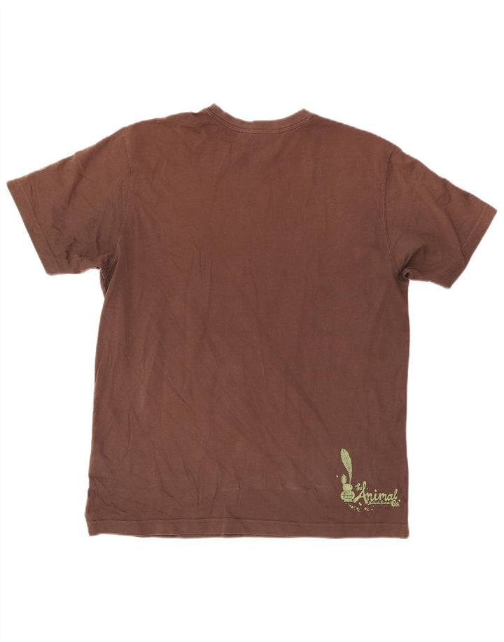 Animal Mens Graphic T-Shirt Top Large Brown Cotton