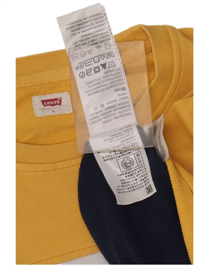Levi's Felpa con grafica da uomo Maglione grande in cotone color block giallo