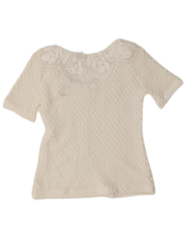 Distler Blusa para mujer Top EU 36 Small White Cotton