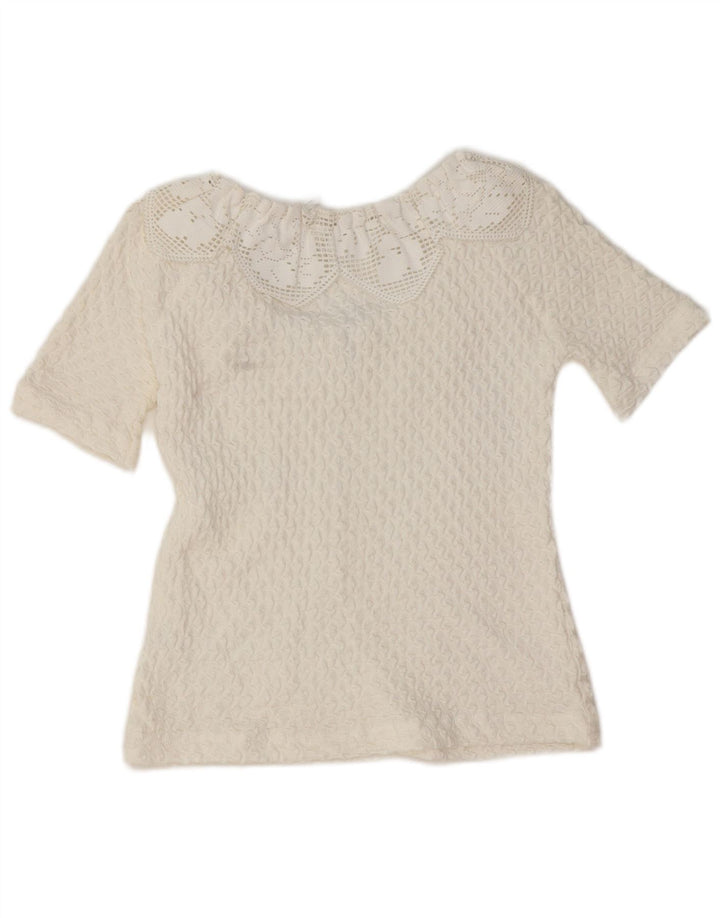 Distler Blusa para mujer Top EU 36 Small White Cotton