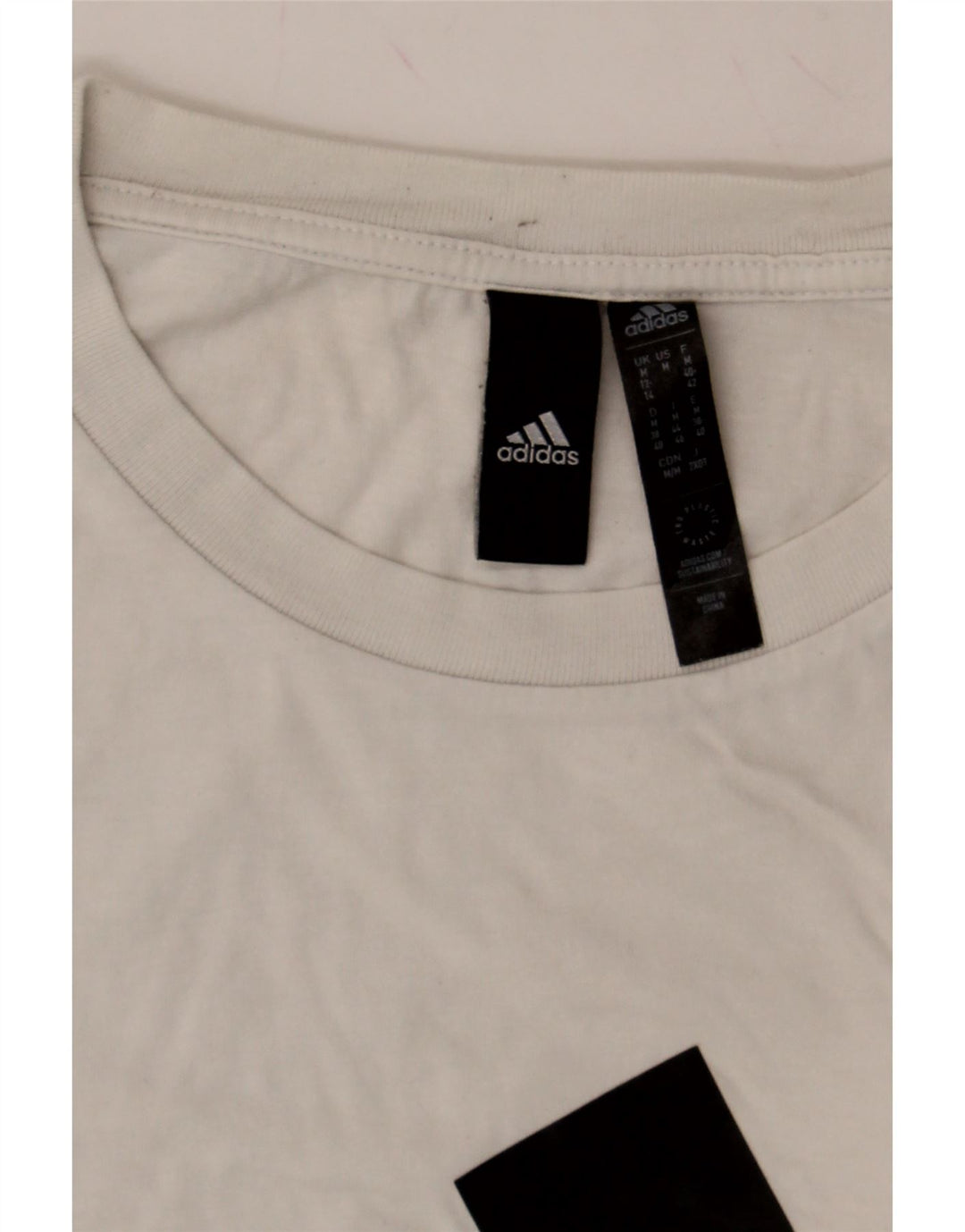 ADIDAS Womens Oversized Graphic T-Shirt Top UK 12/14 Medium Off White Vintage Adidas and Second-Hand Adidas from Messina Hembry 