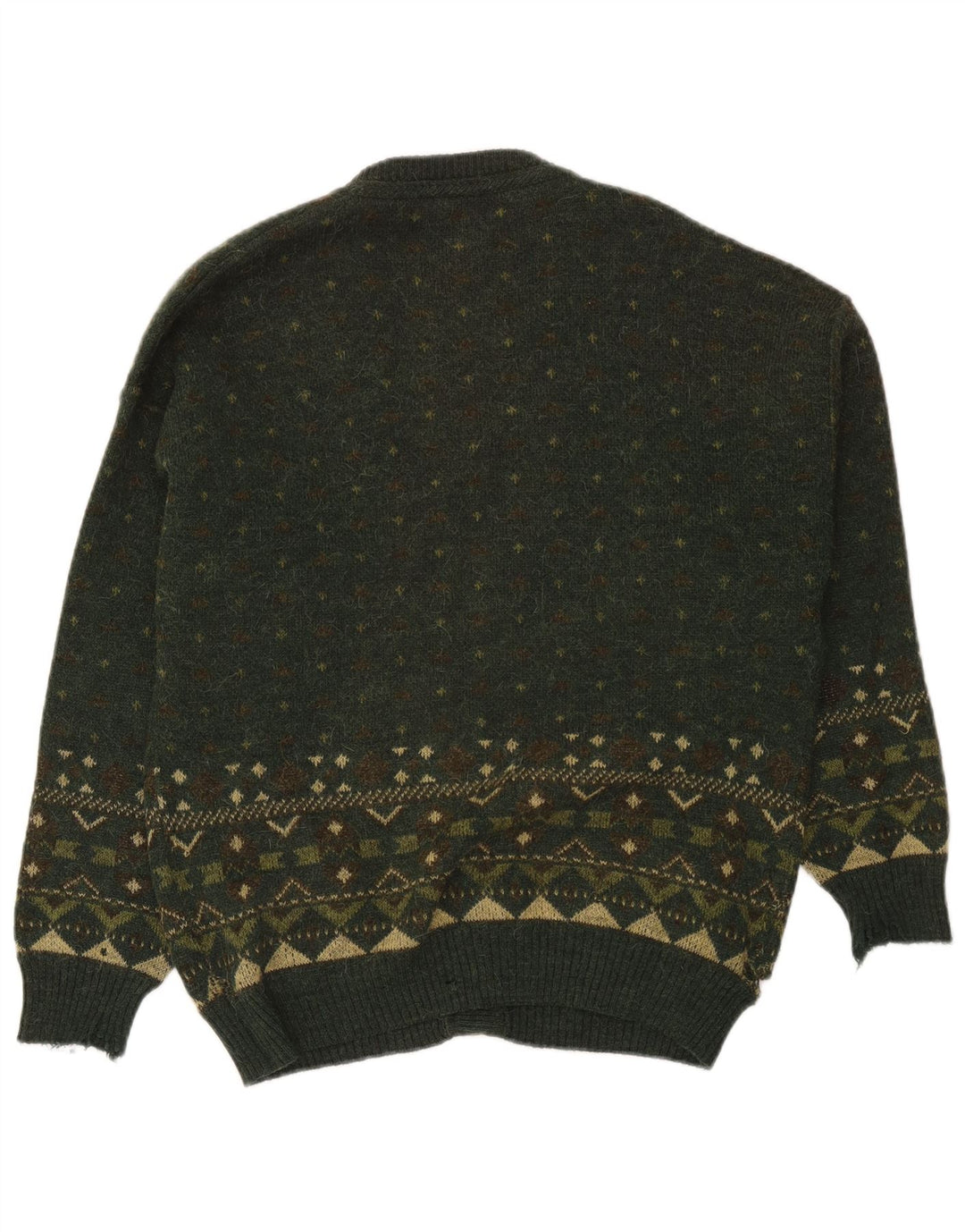 Vintage herre cardigan sweater Large Green Fair Isle