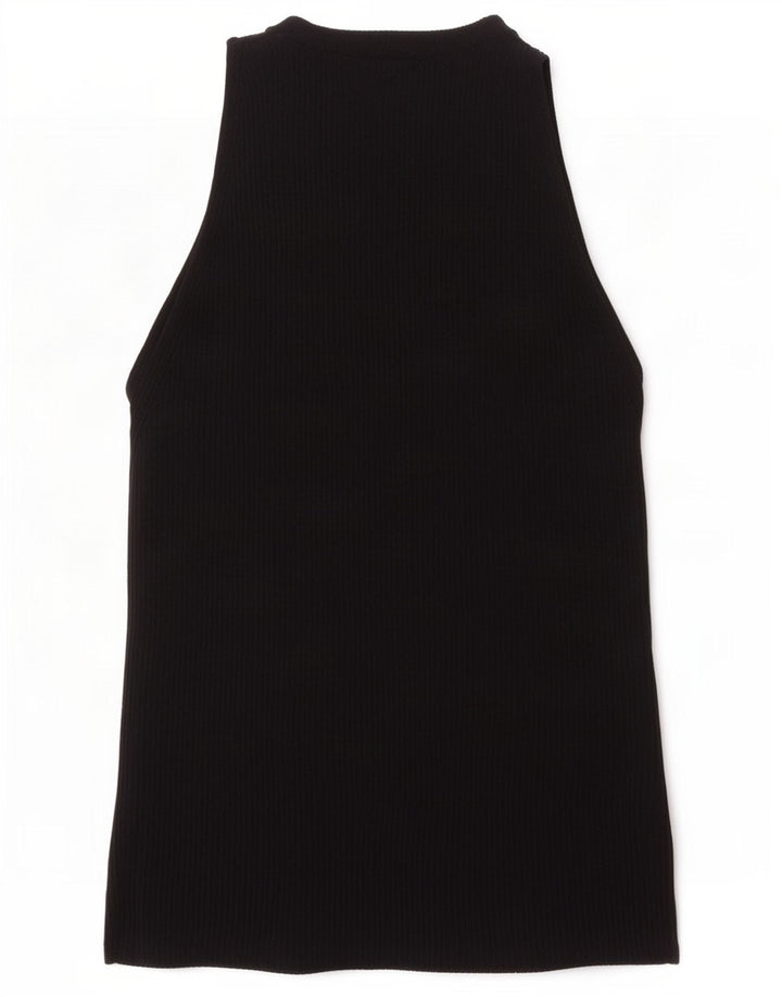 Zara Womens Crop Vest Top UK 8 Small Black Viscose
