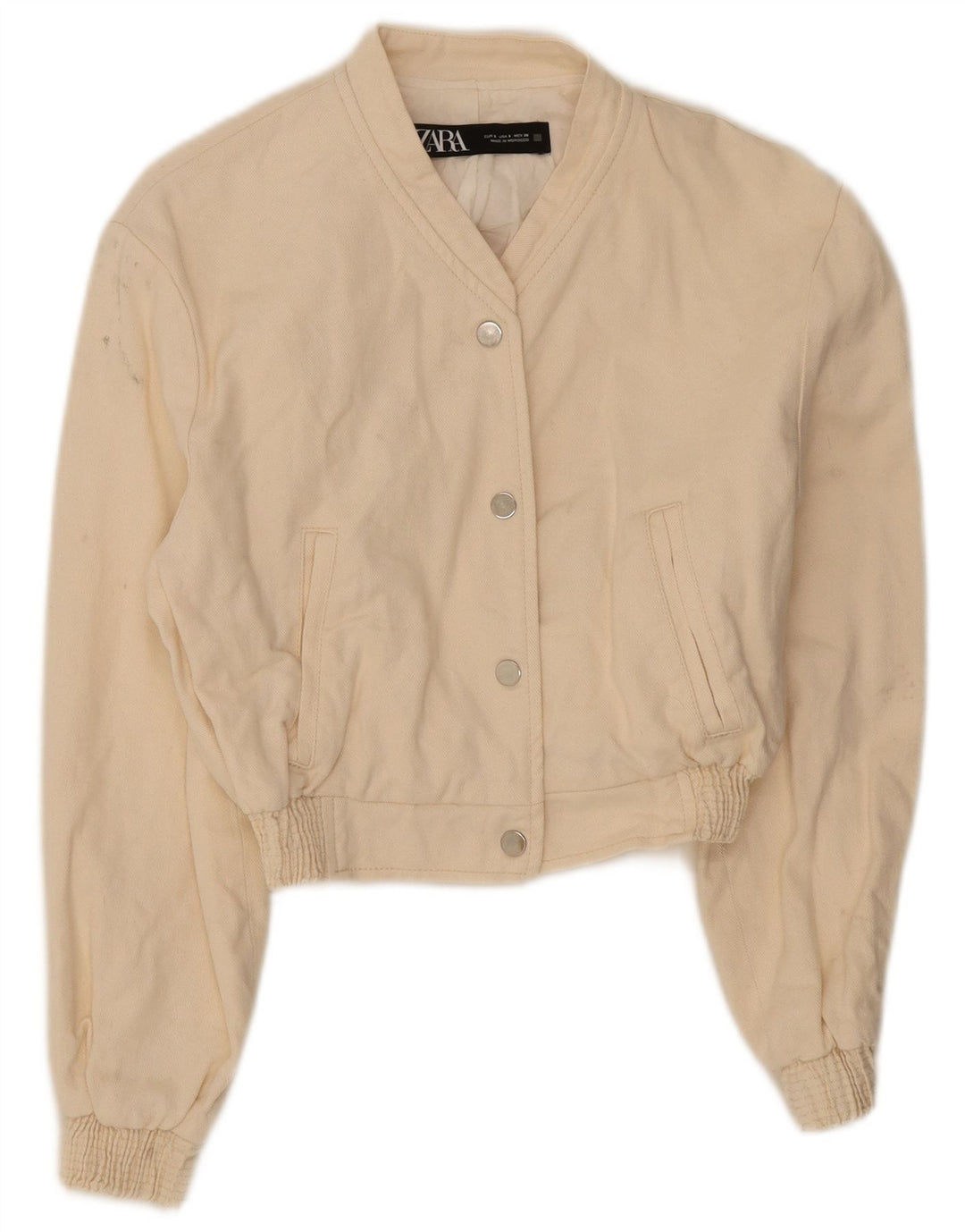 Jachetă Bomber Crop pentru Damă Zara UK 10 Small Off White