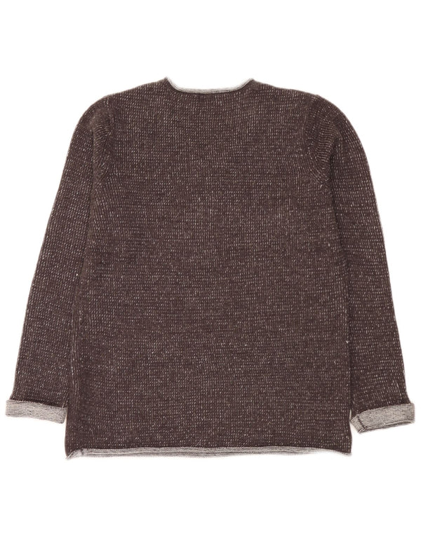 Vintage Womens V-Neck Jumper Sweater UK 16 Large Grey Flecked Polyacrylic
