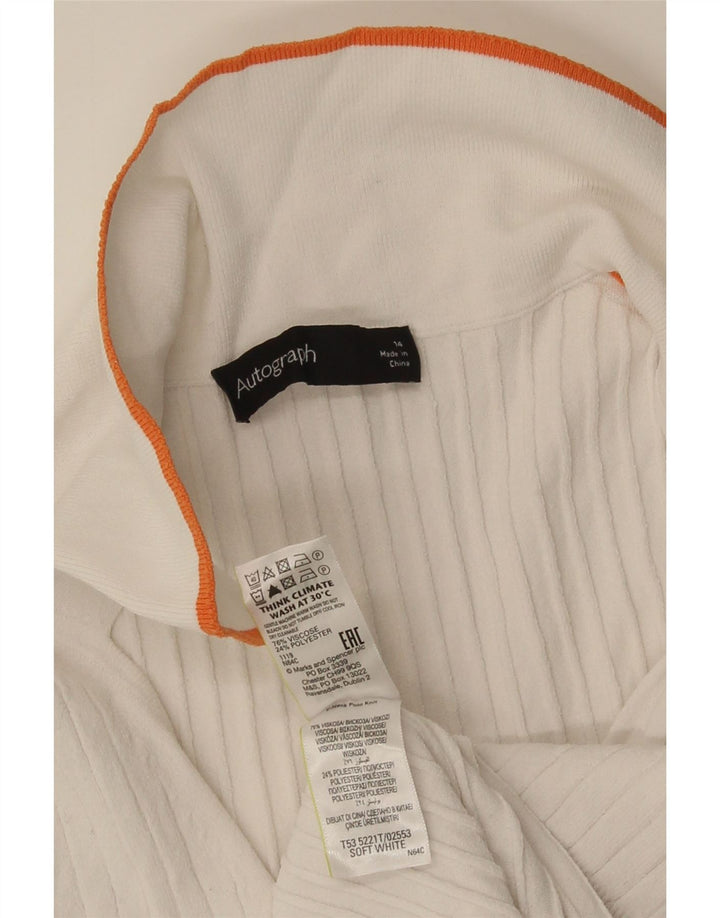 Marks & Spencer Dame Autograph Polo Shirt UK 14 Medium White Viscose