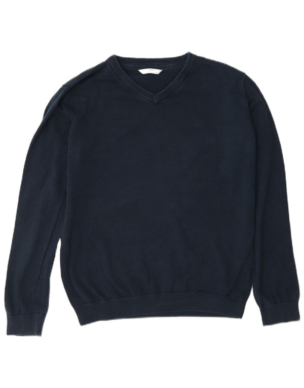 Marks & Spencer Boys πουλόβερ με λαιμόκοψη με V λαιμόκοψη 14-15 ετών, μπλε βαμβακερό