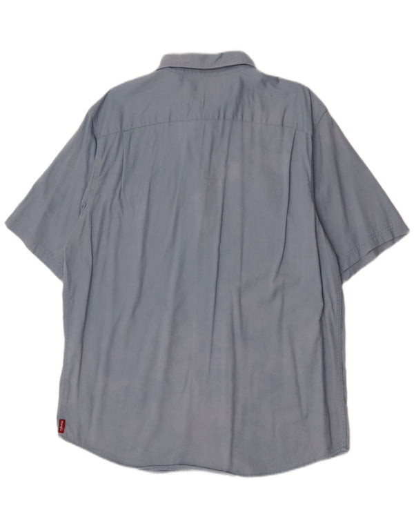 Wrangler - Camisa de manga corta para hombre, algodón azul grande