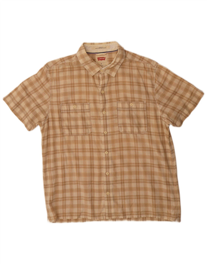 Levi's kortærmet herreskjorte med standard pasform Medium beige ternet