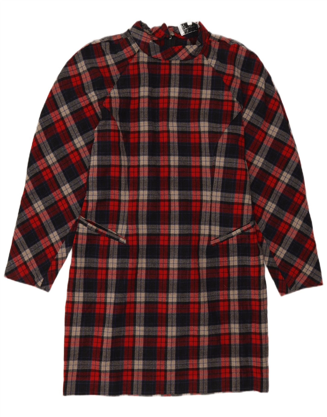 Vintage Womens Long Sleeve Shift Dress IT 46 Large Red Check