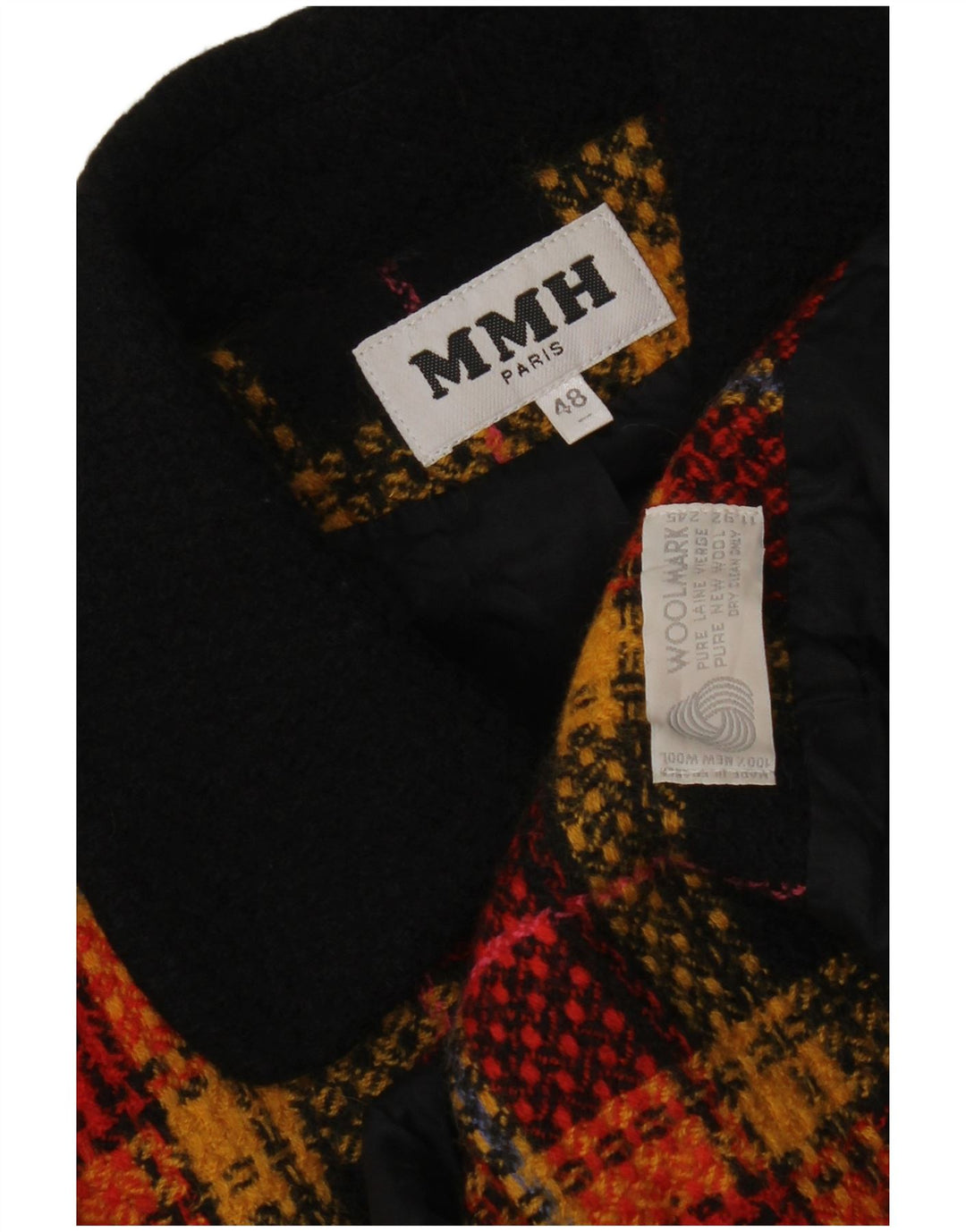 vintage Femme 5 Bouton Blazer Veste IT 48 XL Orange Check Virgin Wool