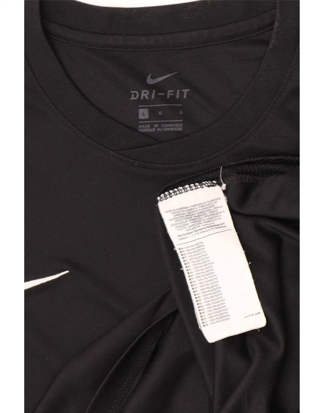 Nike Herren Dri Fit T-Shirt Top Large Schwarz Polyester