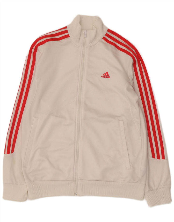Jachetă de trening pentru băieți ADIDAS 13-14 ani, poliester alb