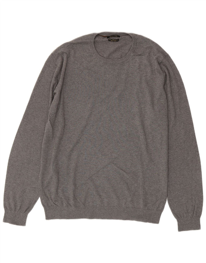 MASSIMO DUTTI Mens Crew Neck Jumper Sweater XL Grey Cotton