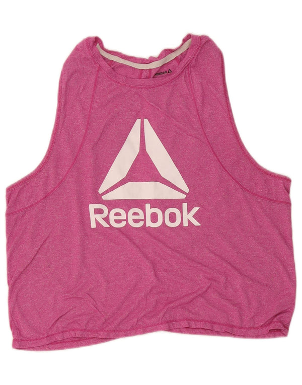 Reebok Womens Crop Grafisk Vest Top UK 16 Large Pink Flecked
