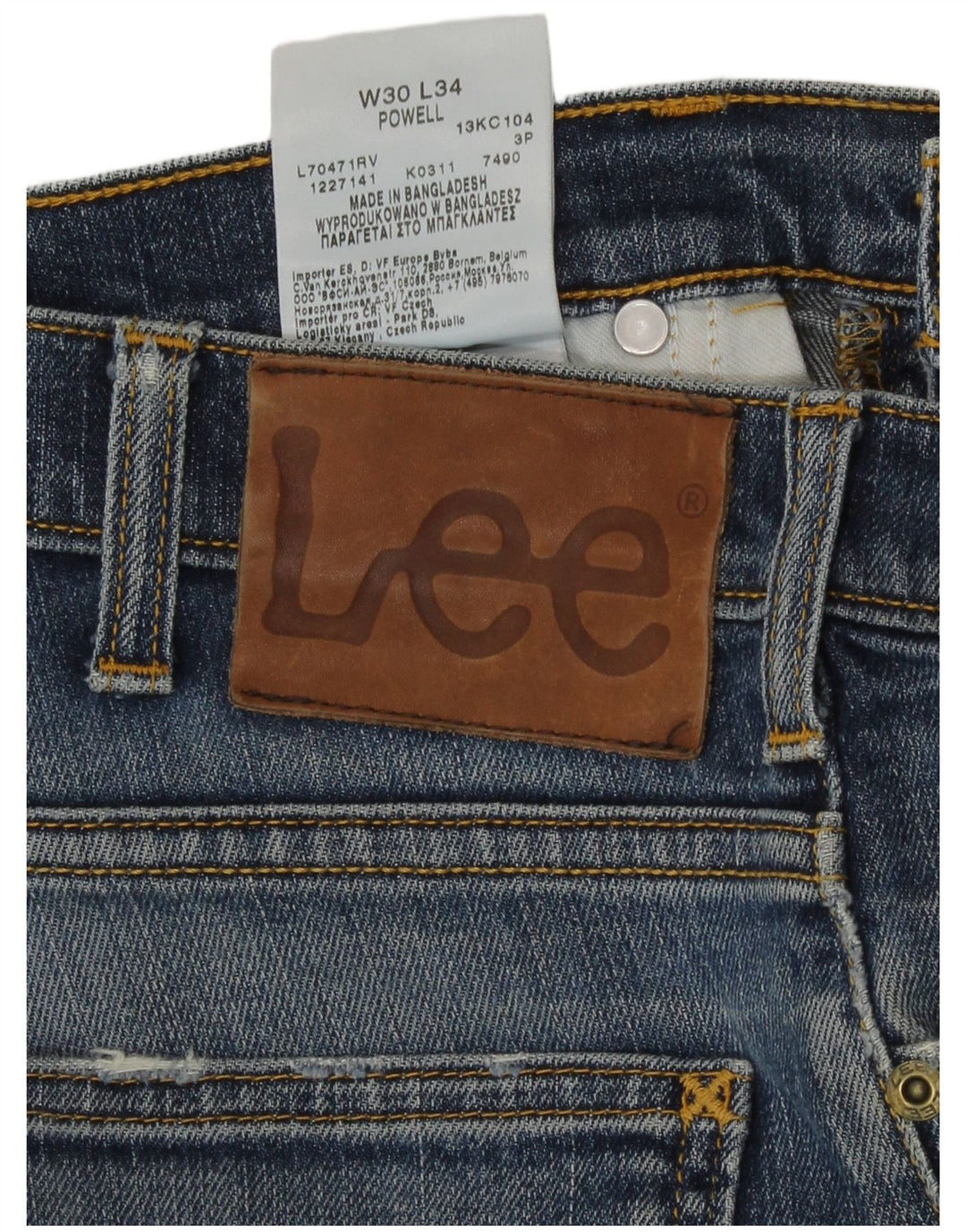 Lee Mens Powell Denim Shorts W30 Medium Blue Cotton