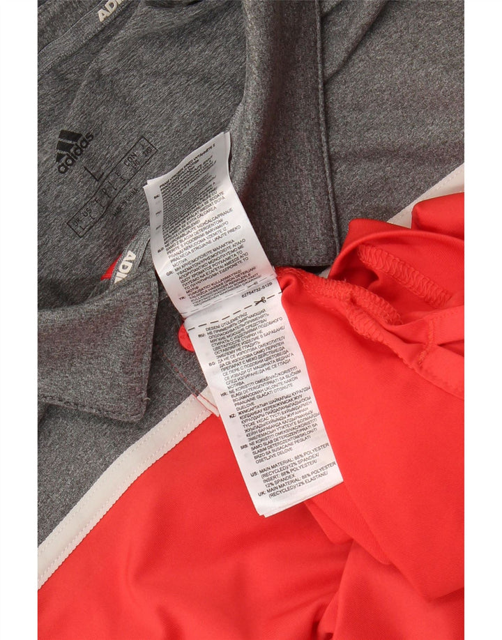 Adidas Mens Polo Shirt Large Red Colourblock Polyester