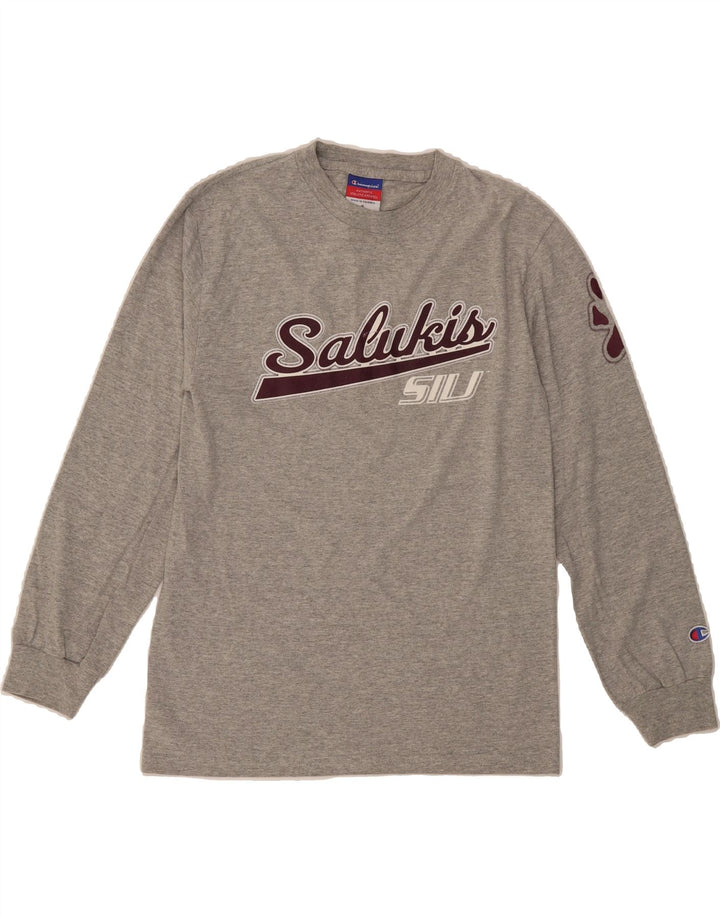 CHAMPION Womens Graphic Top Long Sleeve UK 10 Small Grey Cotton Vintage Champion and Second-Hand Champion from Messina Hembry 