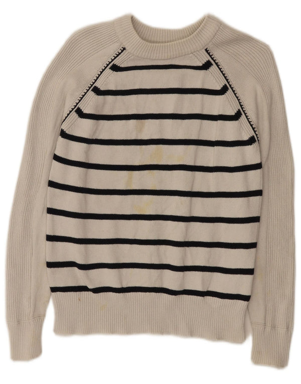 Maglione maglione girocollo da donna Marks & Spencer UK 6 XS bianco a righe