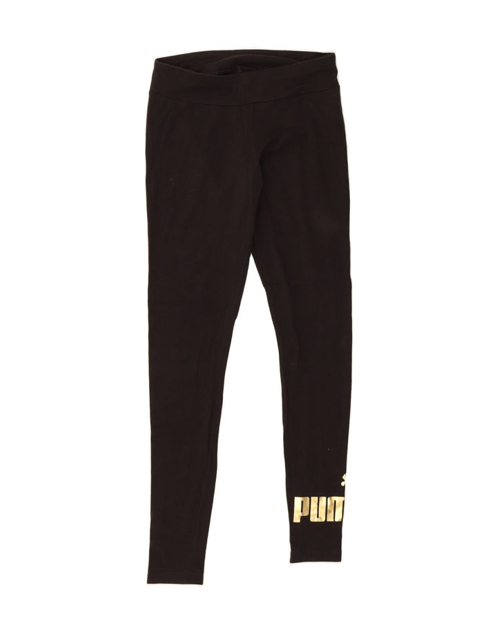 PUMA Womens Graphic Leggings UK 8 Small  Black Cotton Vintage Puma and Second-Hand Puma from Messina Hembry 
