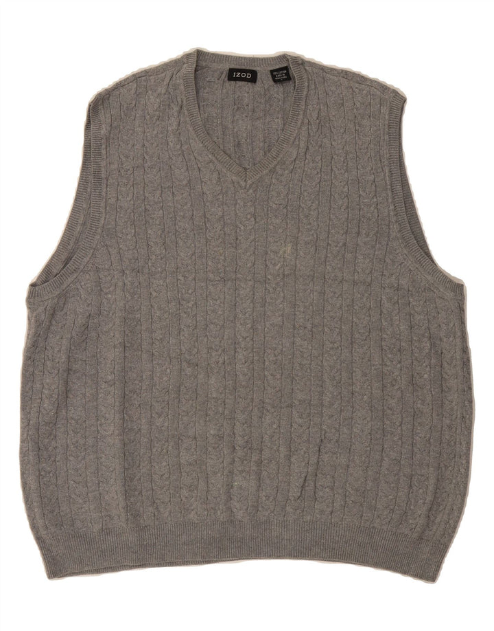 IZOD Mens Vest Tank Top Large Grey Cotton Vintage Izod and Second-Hand Izod from Messina Hembry 