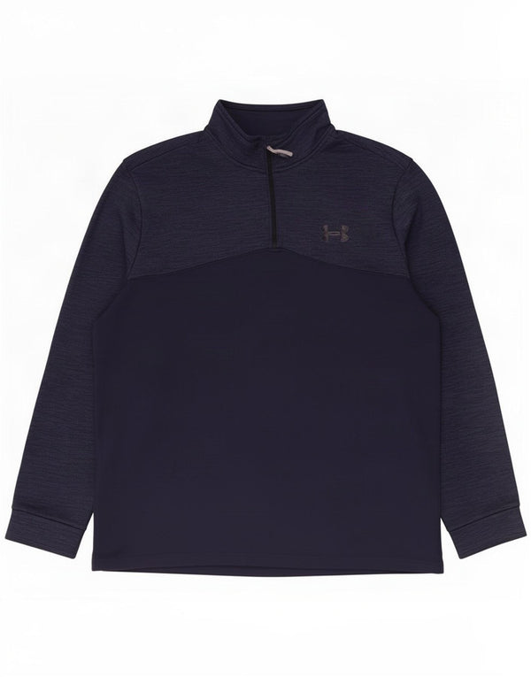 Under Armour Haut de survêtement à col zippé pour homme XL Bleu marine moucheté