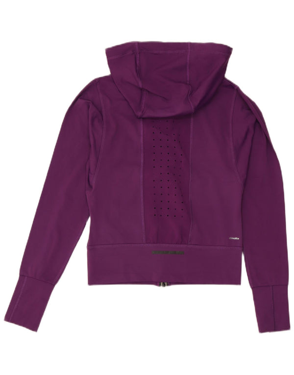 Maglione con cappuccio e zip oversize corto Adidas Climalite da donna UK 4/6 XS Viola