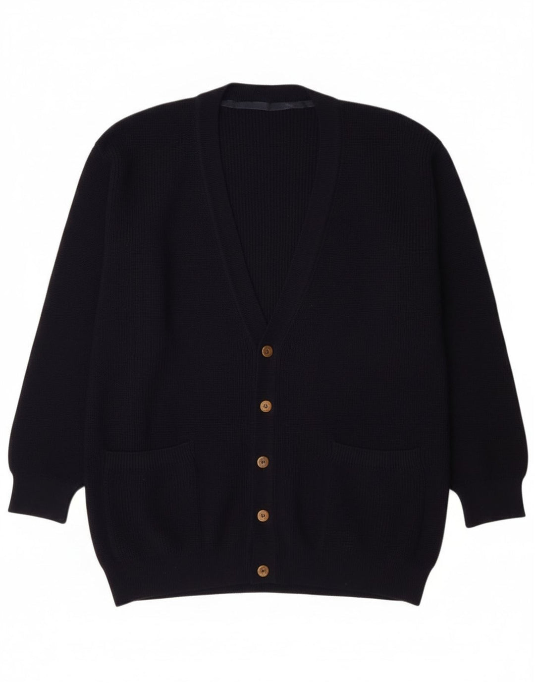 Vintage Mens Cardigan Sweater Large Navy Blue New Wool