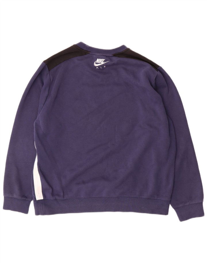 Nike Mens Graphic Sweatshirt Jumper Large Navy Blue Colourblock Cotton