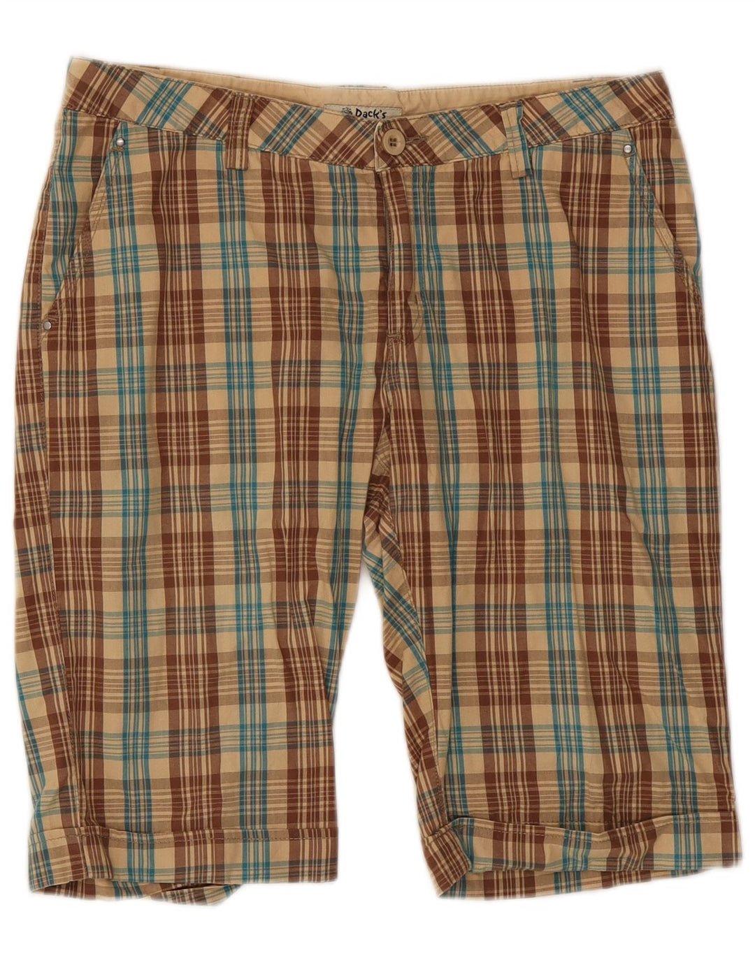Pantaloncini chino da donna di Dack IT 46 Large W32 in cotone a quadri marrone