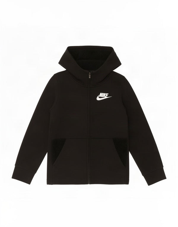 Свитер с капюшоном на молнии для девочек Nike, 10–11 лет, средний черный, хлопковый