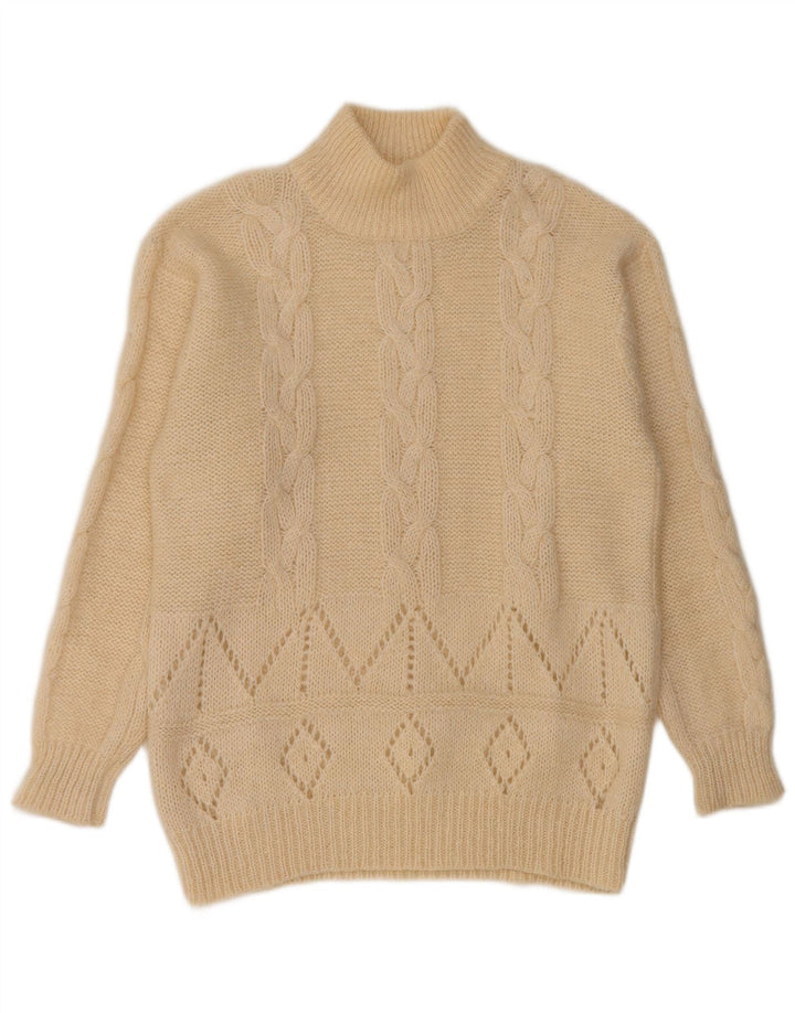 Vintage Dame Turtle Neck Jumper Sweater UK 14 Medium White