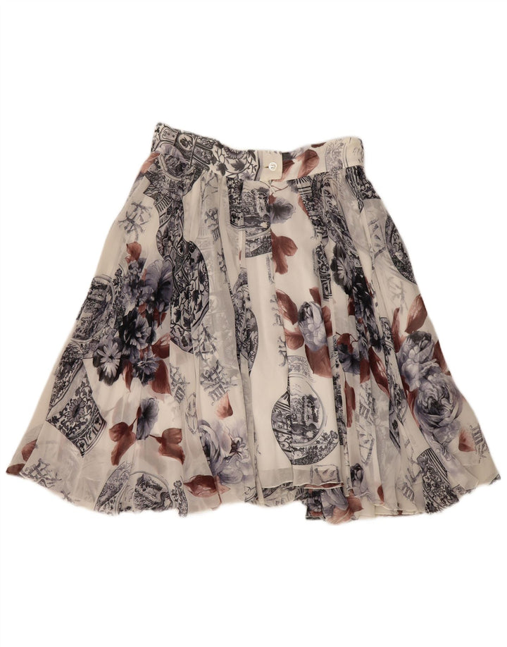 Sportmax Womens Abstract Pattern Mini Flared Skirt UK 14 Medium W28 White