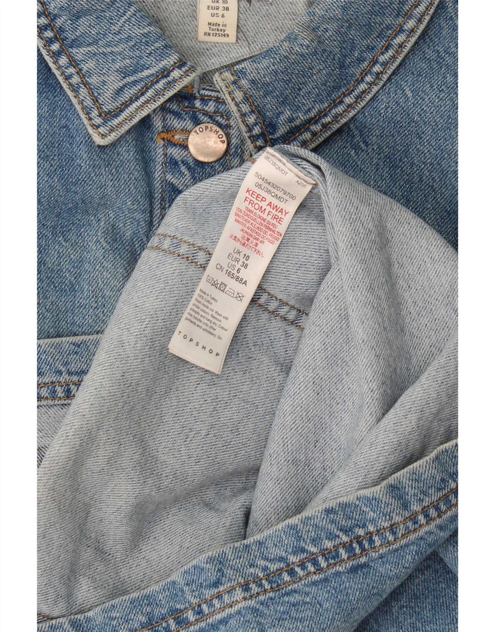Topshop Womens Oversized Denim Jacket UK 10 Small Blue Cotton