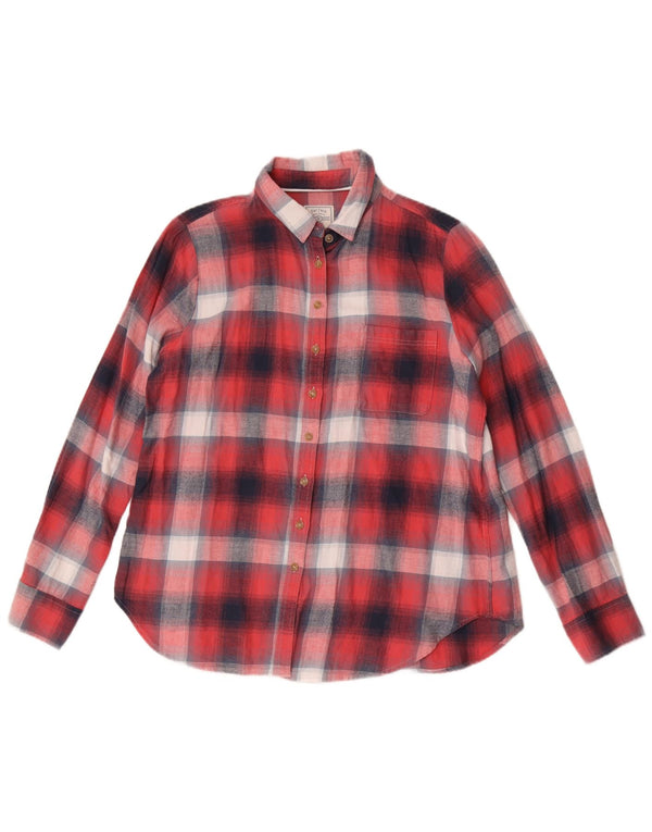 Fat Face Womens Classic Fit Flannel Shirt UK 14 Large Red Check Cotton