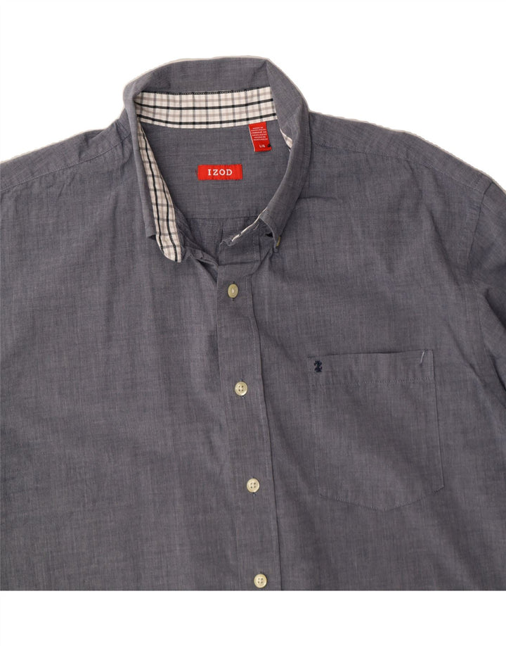 IZOD Mens Shirt Large Navy Blue Cotton Vintage Izod and Second-Hand Izod from Messina Hembry 
