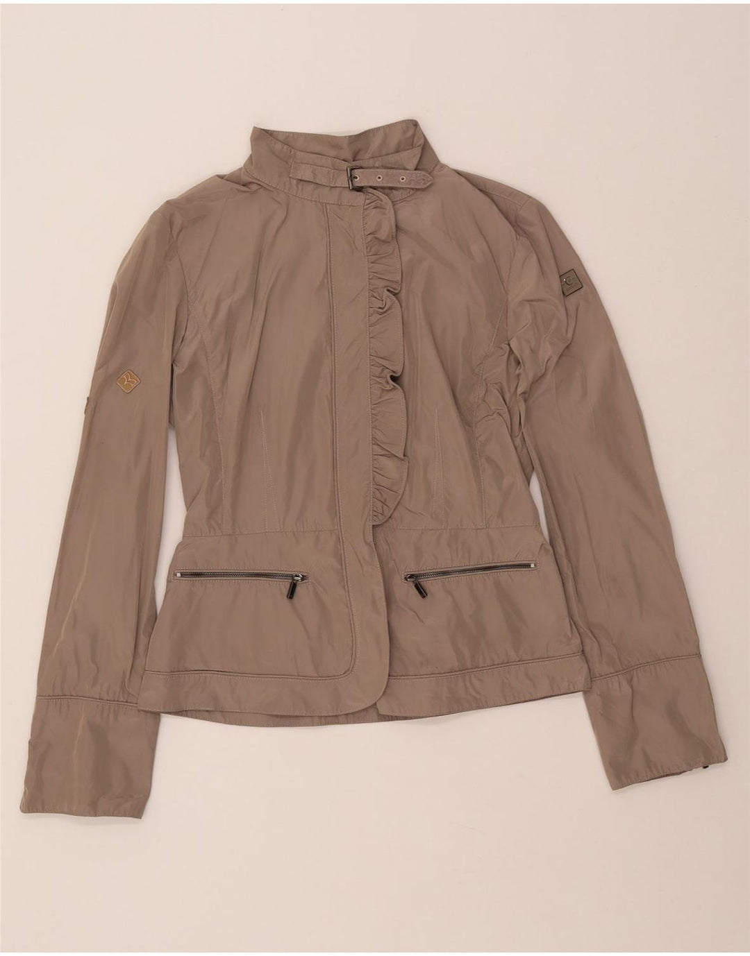 Cerruti 1881 Womens Bomber Jacket IT 44 Medium Beige Polyester