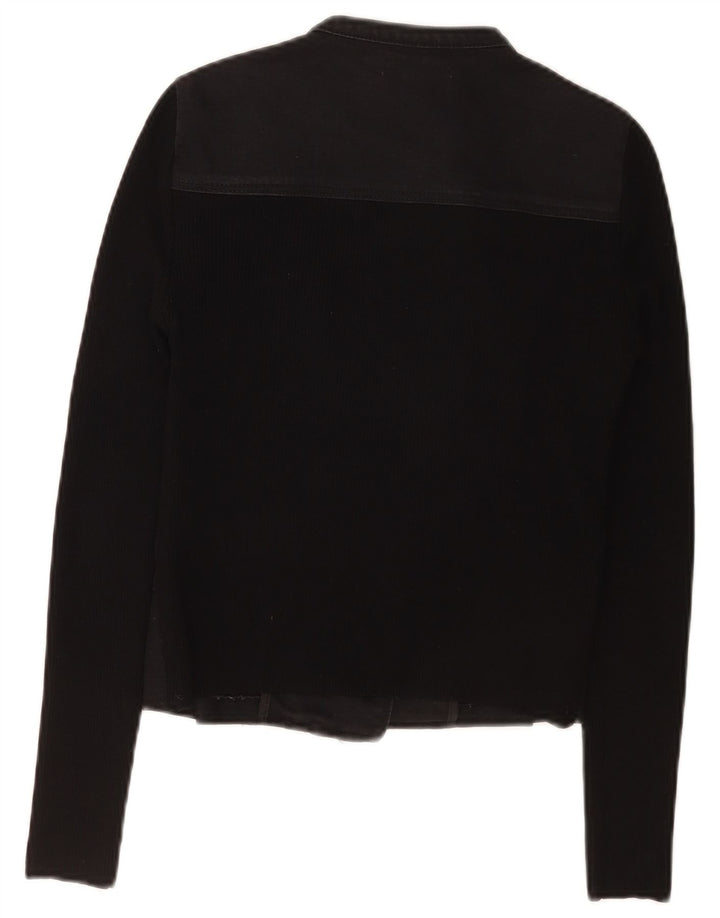 Karen Millen Dame Crop Biker Jacket US 1 2XS Sort