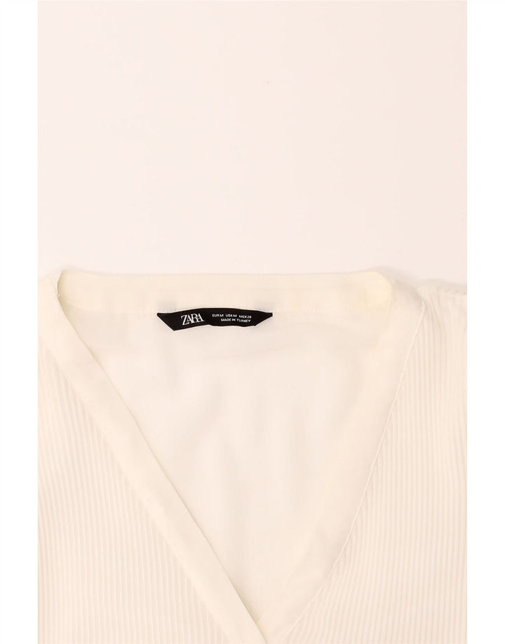 ZARA Womens Shirt Blouse UK 14 Medium White Polyester Vintage Zara and Second-Hand Zara from Messina Hembry 