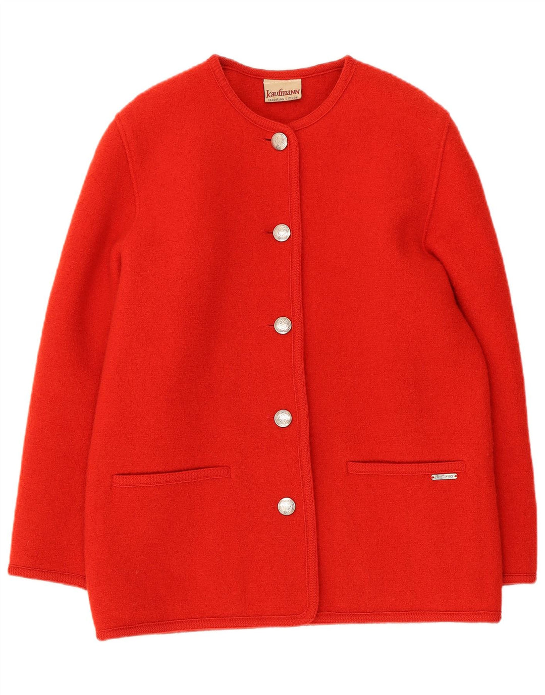 Kaufmann Womens 5 Button Blazer Jacket IT 44 Medium Red Virgin Wool