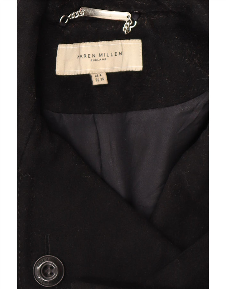 KAREN MILLEN Womens Trench Coat UK 8 Small  Black Wool