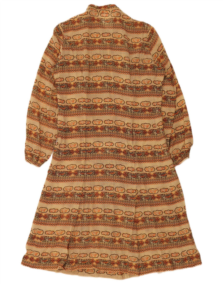 Vintage Damen A-Linie Kleid UK 12 Medium Mehrfarbig Fair Isle