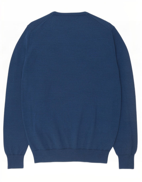 Maglione maglione girocollo da uomo Marks & Spencer blu medio in lana merino