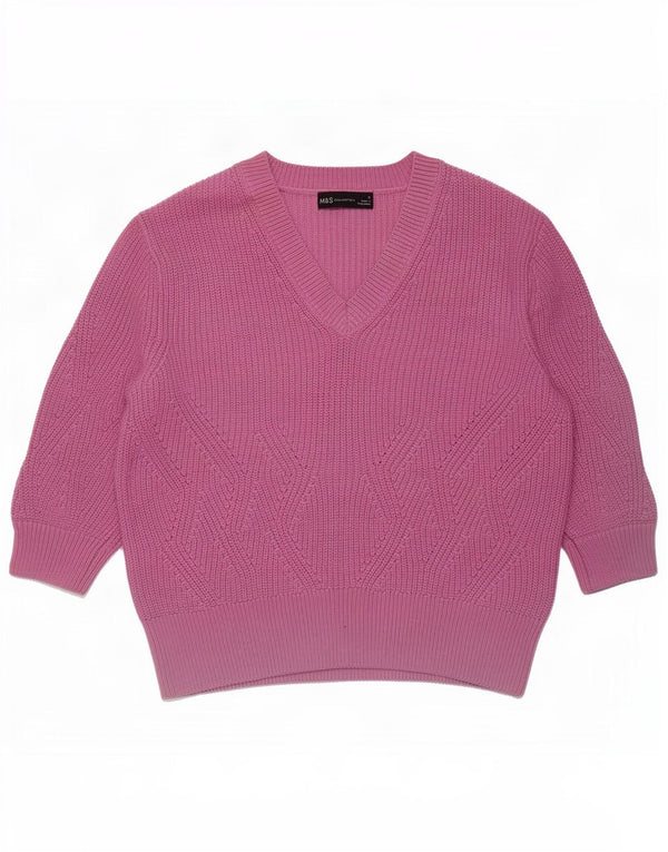Marks & Spencer Womens Crop V-hals sweater UK 10 Small Pink
