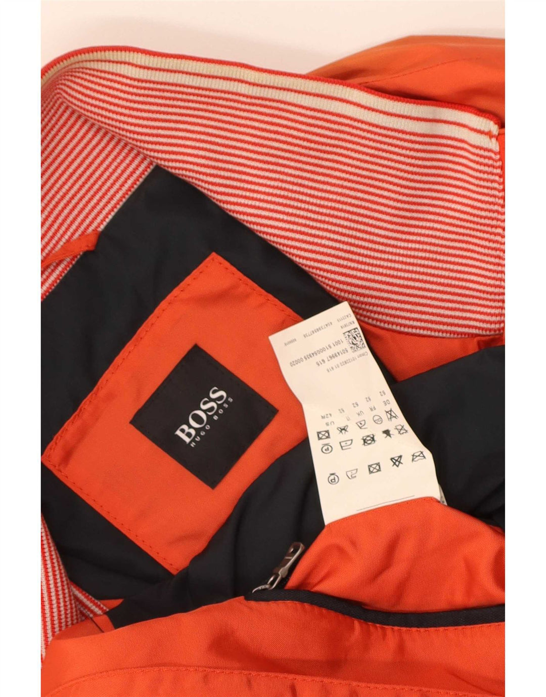 Hugo Boss Mens Crop Bomber Jacket EU 52 XL Orange Polyamide