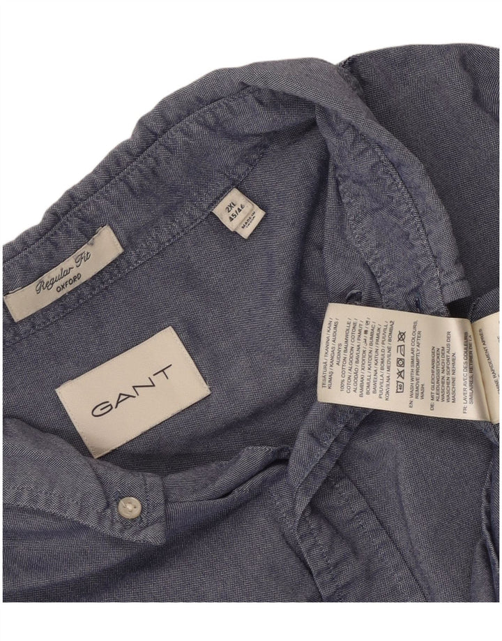 Gant Herre Regular Fit Skjorte Størrelse 45/46 2XL Blå Bomuld