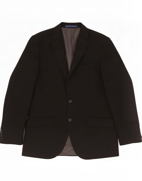 Giacca blazer a 2 bottoni da uomo Marks & Spencer UK 38 media nera in lana vergine